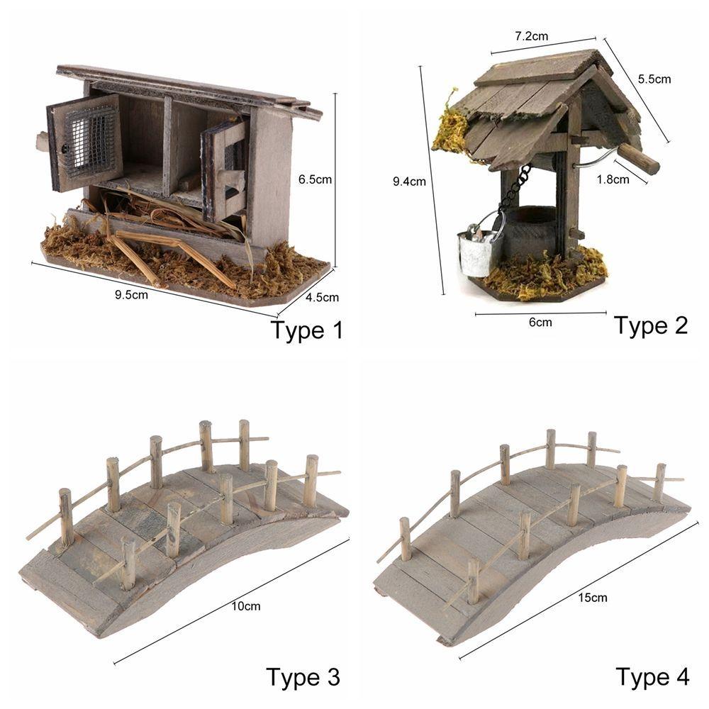 Playing House Fairy Garden Home Decor Outdoor Scene Model Dolls Accessories Miniature Chicken Coop Wood Arch Bridge