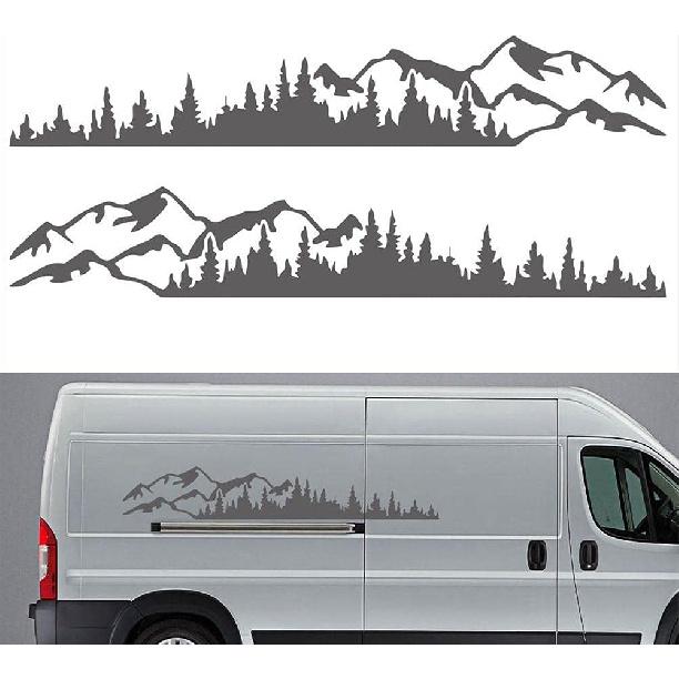 

Wilove 2PCS Mountain Forest Graphic Vinyl Car Sticker Car Body Decoration Sticker for Truck Window Bumper Door Kayak Decals (New Upgrade Large Size: