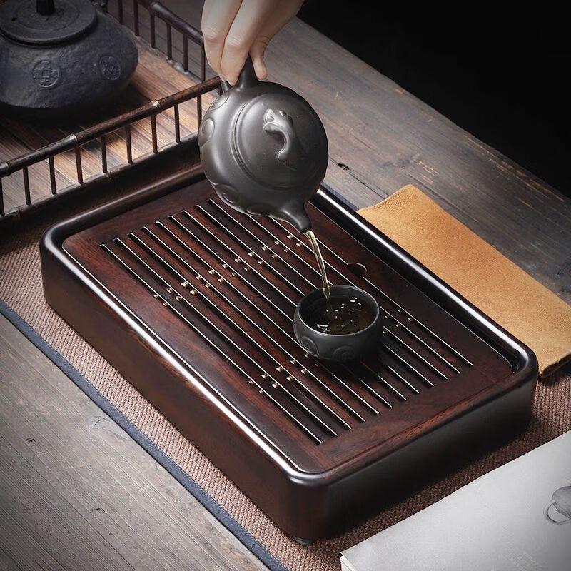 Elegant Solid Wood Tea Tray with Water Management