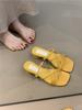 Coarse Heel French Small Cool Slippers Women's Shoes 2025 New Pink with Skirt Evening Breeze Word with Thick Heel Sandals Women