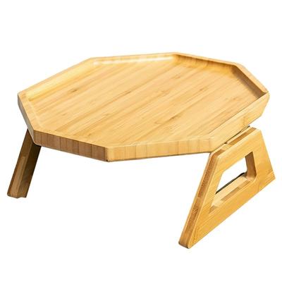A25F-Sofa Armrest Tray, Wooden & Bamboo Folding Sofa Tray Table Use For Eating/Remote/Drinks/Phone (Round, Square)