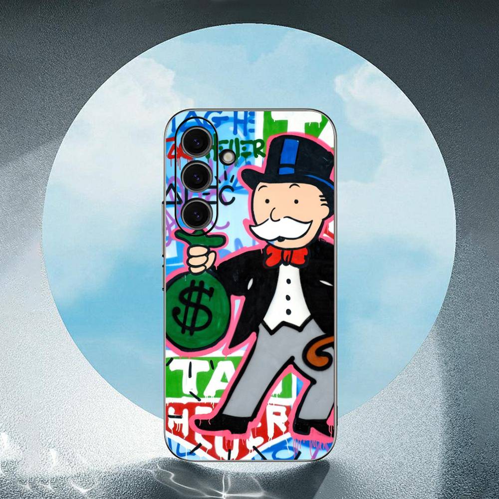 Cartoon Dollar Monopoly Luxury Black Phone Case For Samsung Galaxy S23 S24 S25 Ultra S22 Plus S21