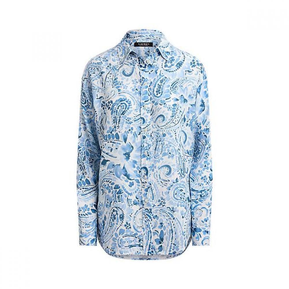 Lauren Ralph Lauren Relaxed Fit Paisley Linen Shirt Wmlrshts6820552100 XS