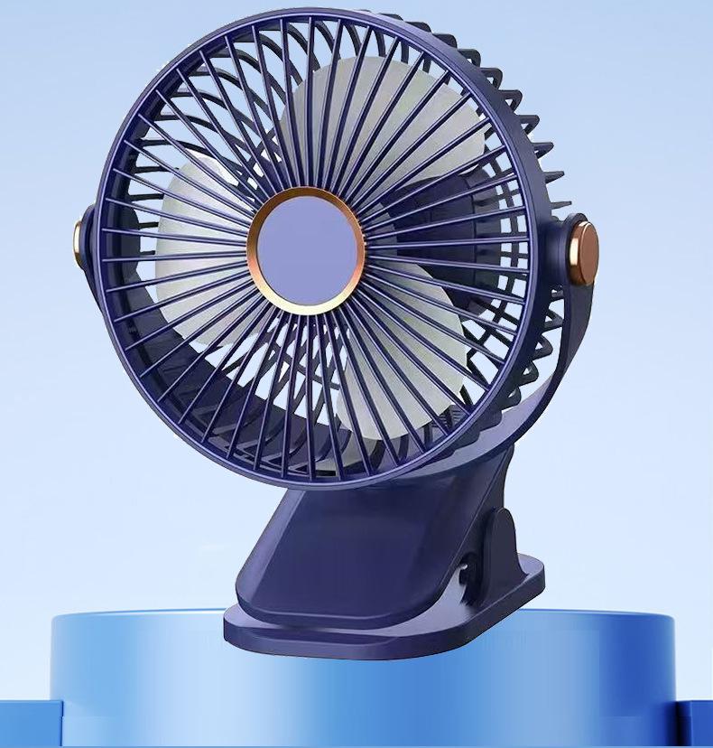 Ultra-Quiet Rechargeable Clip-On Fan with LED Night Light for Dorms and Desks