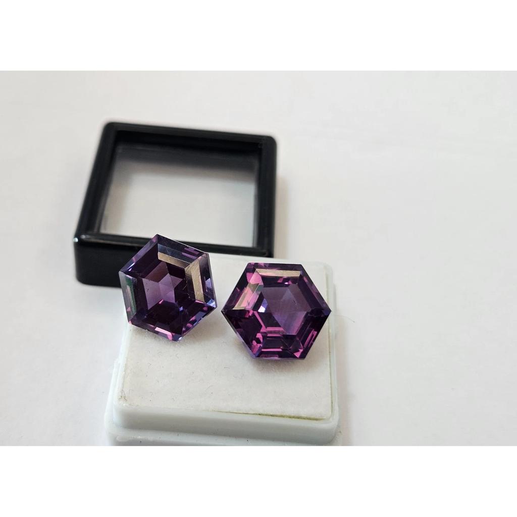 Alexandrite Color Changing Natural 21-22 Ct Hexagon Cut Pair Stunning Gemstone