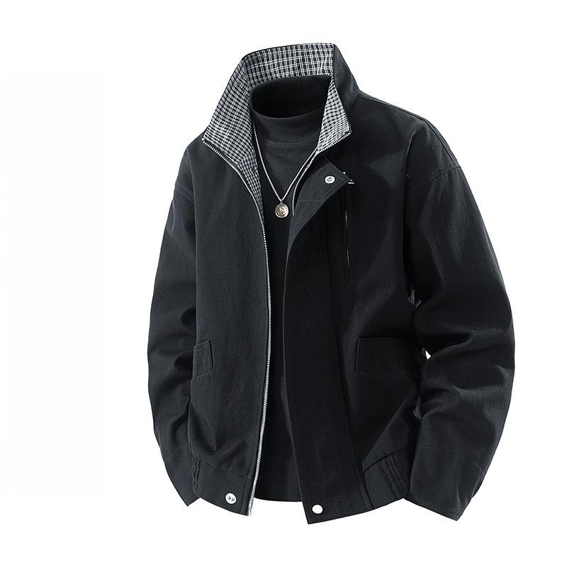 Spring Stand-up Collar Flight Jacket Men's American Retro Short Loose Tooling Jacket