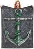 Cool Punk Anchor Skull Cobweb Dark Tone Art Flannel Blanket Soft Warm Throw for Couch Leisure Gothic Nautical Home Decor