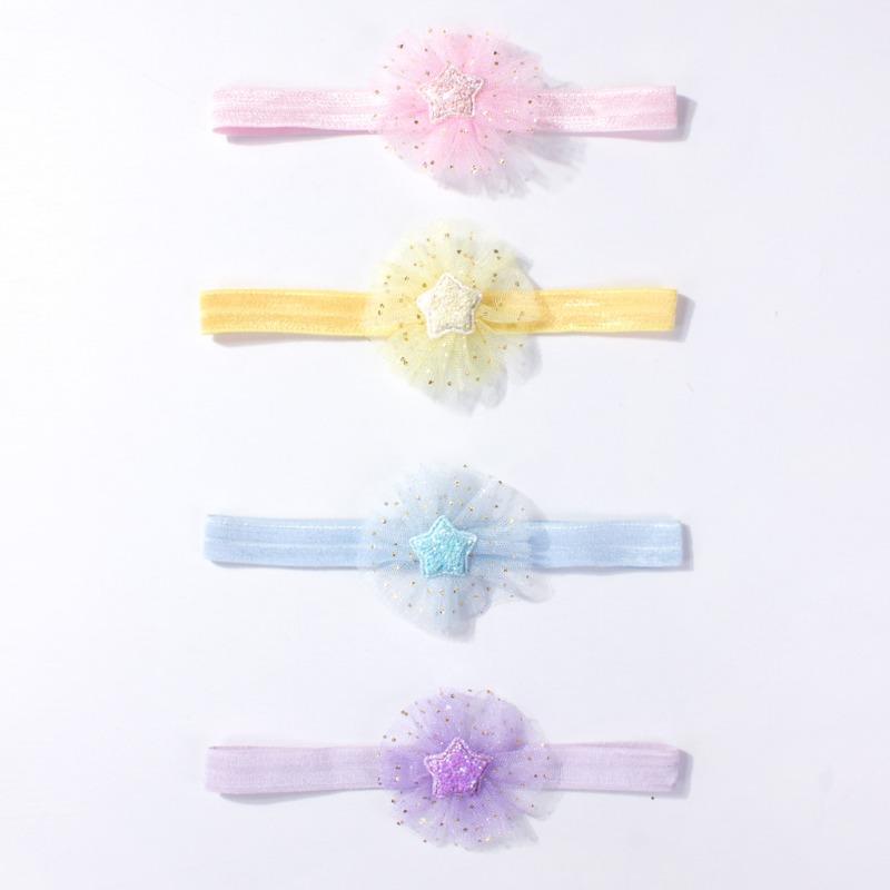 New baby head flower, cute and comfortable mesh star baby elastic headgear, children's hair accessories head