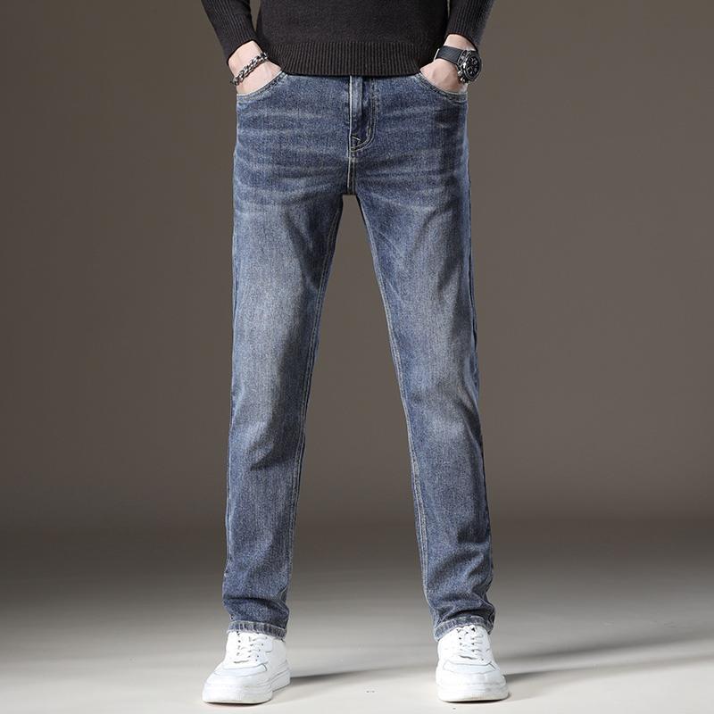 2024 Spring And Autumn New Versatile Jeans Men'S Loose Straight Tube Trendy Brand Business Elastic Casual Pants