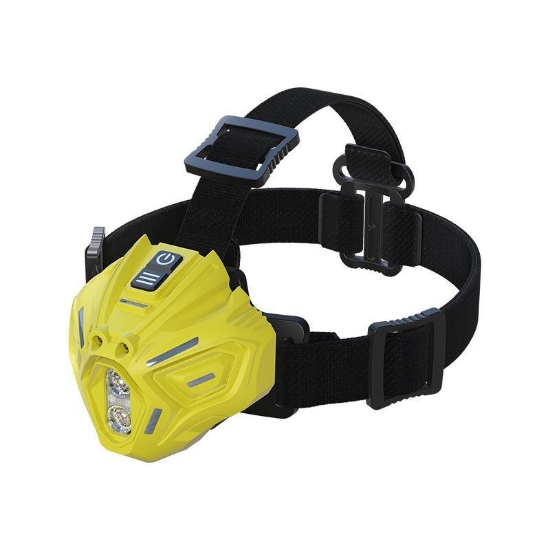 Cyberpunk Style Headlamp Wave Hand Sensing Technology Multi Light Source Modes 2400mAh Rechargeable Battery Caving Night Riding