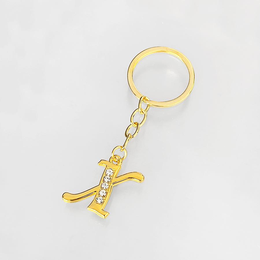Creative Rhinestone Initials Metal Keychain – Korean Style Car Keyring Party Gift.