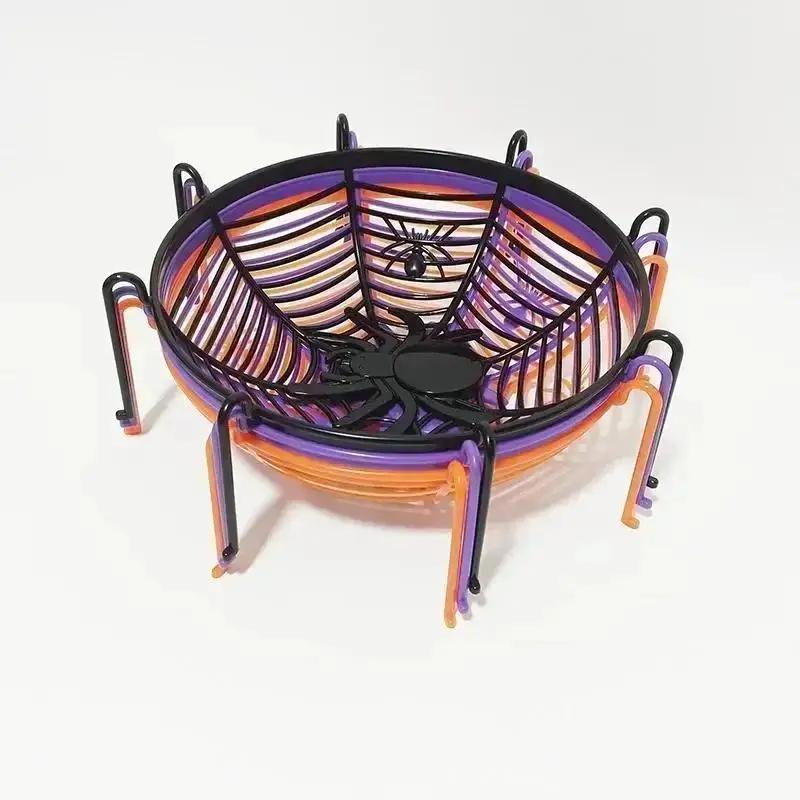 New Halloween Spider Web Fruit Plate Drain Basket Festival Atmosphere Cartoon Candy Box Home Decorations Trick Or Treat Supplies