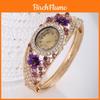 Fashion Ladies Diamond Quartz Watch With Flower Alloy Bracelet For Elegant Wear