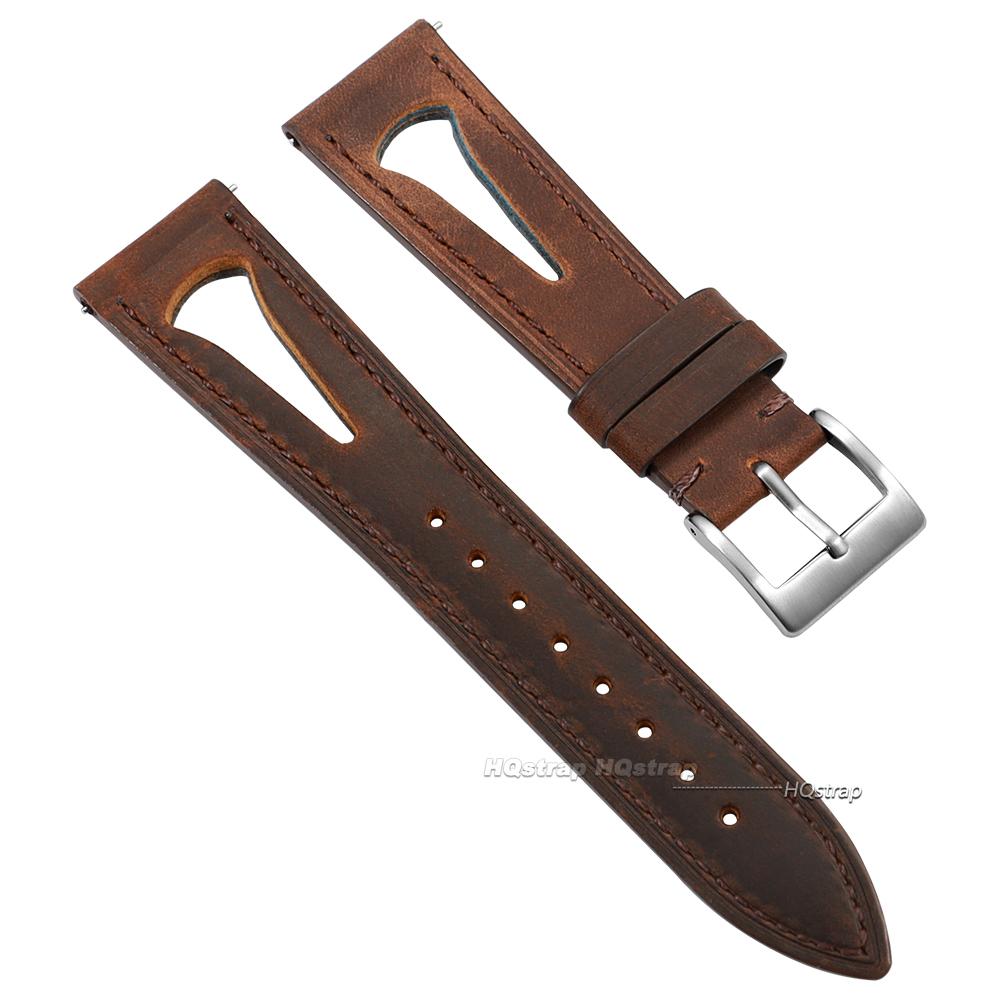 Oil Wax Leather Watchband Retro Cowhide Strap 20mm 21mm 22mm 24mm Breathable Waterproof Wristbelt Quick Release Bracelet