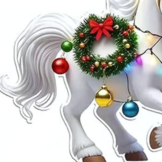 Christmas Pony Ornament 2D Acrylic Hanging Decor for Car And Tree Cute Horse Design Holiday Gift for Kids