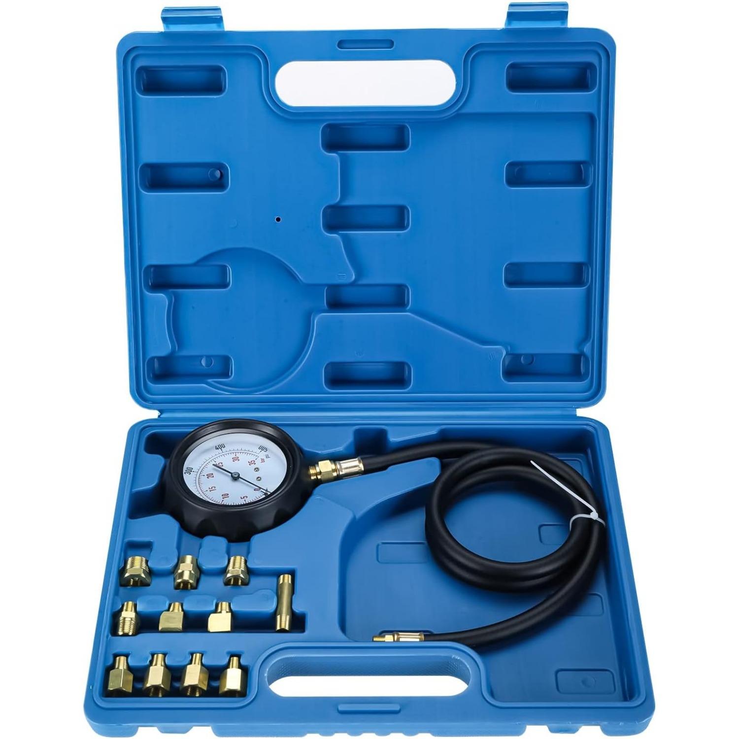 

Тестер тиску моторного масла, 13 шт. Тестер тиску масла в двигуні 0-35 бар 34*7*27cm синій