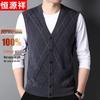 Men's 100% Merino Wool V-Neck Knitted Cardigan Vest