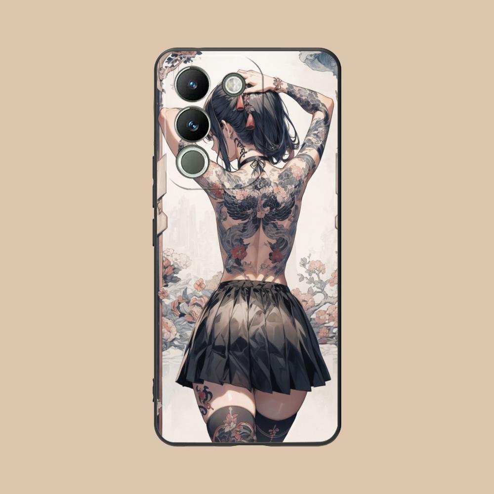 Modne etui na telefon komórkowy z tatuażem dla dziewczyny do VIVO V60 V50 V40 V30 V29 V27 V25 V23 Pro Lite 5G Kolorowy nadruk Pokrowiec Luksusowy