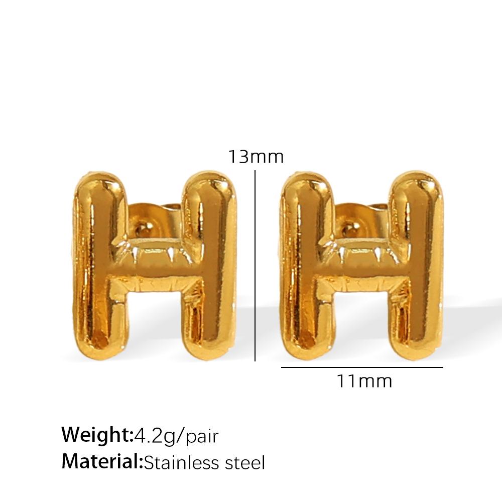 Gold Edelstahl Blase 26 Buchstaben Ohrstecker Einfache Dicke Ohrstecker