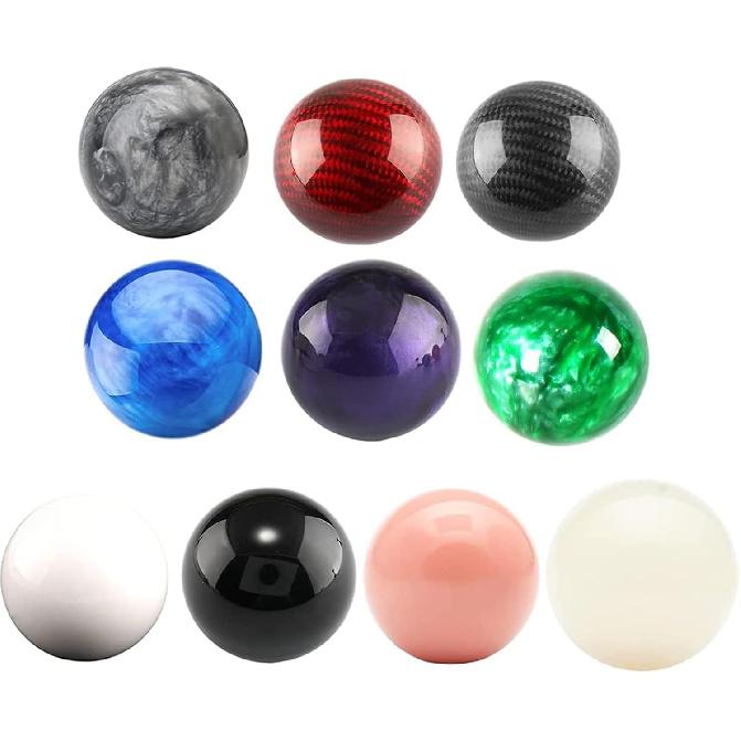 Round Ball Shift Knob Universal Gear Shift Knob 5 6 Speed For Manual Automatic Vehicles With Adapters (Pure Black)