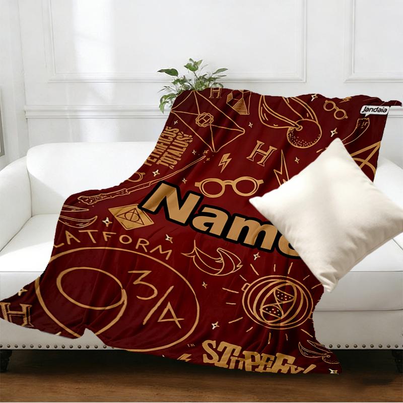 Custom Name Personalized movie Potter Print Blankets, Home Decor, Bedroom, Sofa, Camping, Couch, Gifts for Birthday Christmas