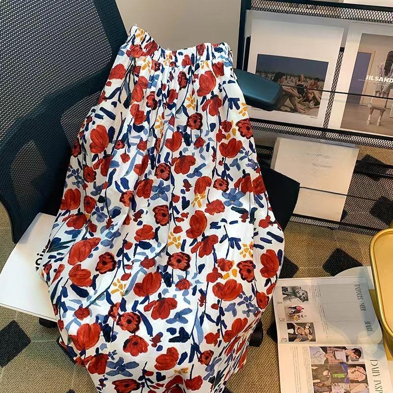 

Шикарная юбка-зонтик миди с принтом масляной живописи во французском стиле для женщин