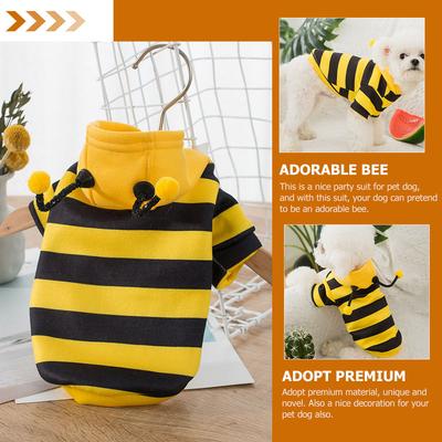 Fleece Pet Dog Warm Clothes Adorable Bee Costume Winter Outdoor Wear Stylish Outfit For Small Medium Dogs Pet Garment