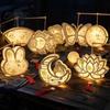 Handgefertigtes Papierlaternen-Bastel-DIY-Kit im chinesischen antiken Stil, handgehalten beleuchtbar mit LED-Lichterkette & traditionellem Quasten-Dekor, Hase Schmetterling Lotus
