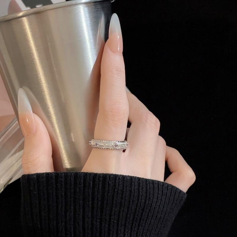 The Same Plain Ring Brushed Zir*****Pen Ring, Women'S Niche High-End Moonstone Ring.