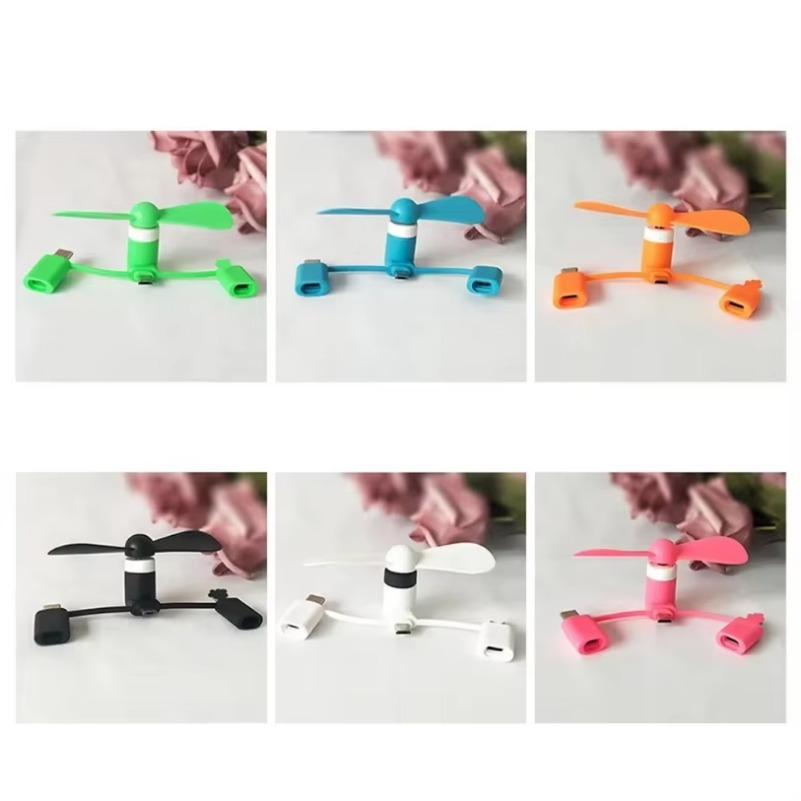Portable 3 IN 1 Mini Fan USB Mobile Phone Cooler Fan For iPhone Samsung Xiaomi Micro/Type-C/IOS Universal Cooling Accessories 5