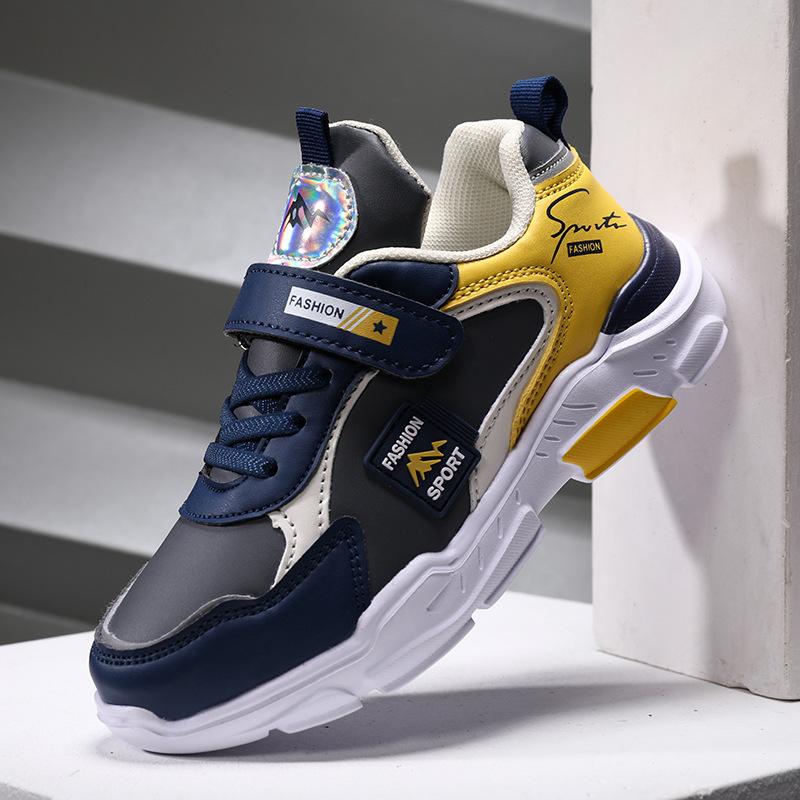 Zhongda children's sports shoes boys spring and autumn 2025 new leather surface primary school students lightweight casual sports running shoes