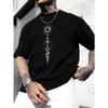Plus Size Men's T-Shirt Cotton Planet Creative Print Men's Short Sleeve T-Shirt, Casual Round Neck Top, Versatile ,Comfortable Tee, Summer Collection