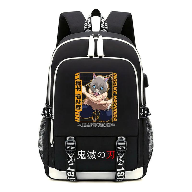 Animation Schoolbag Demon Slayer Cross-border Trend USB Large-capacity Student Spine Backpack