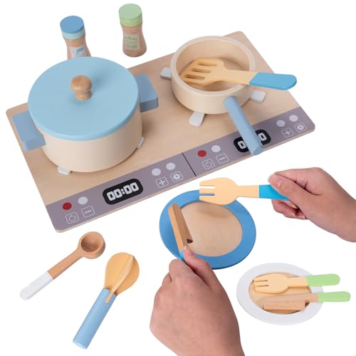 

Leep Sheep Pretend Play Set, 14 Types of Kitchen Utensils, Wooden Cuttable Pretend Play Set for Kids, Educational Toy, Pretend Play, Safe Materials, P