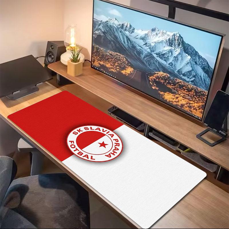 Fotbalový podložka pod myš Slavia Praha Velká Velký podložka na herní stůl Protiskluzová Podložka pod notebook Tablet Velká podložka pod myš XXL Podložka Mini PC Podložka na hraní S uzamykatelným okrajem