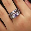 Purple Square Zircon Resin Flower Pattern Retro Ring