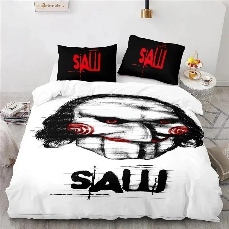 Horror Saw Movie Bedding Set Boys Girls Twin Queen Size Duvet Cover Pillowcase Bed Boys Adult Fashion Home Textileextile
