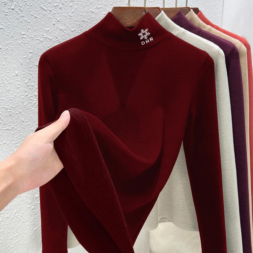 Wool Silk Bottoming Shirt Women's Autumn and Winter New Women's Clothing with Heating and Warmth Turtleneck Top, Piled and Thickened