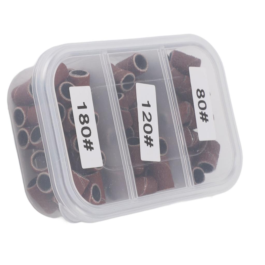 75pcs Nail Art Sanding Caps Dead Skin Removal Manicure Grinding Bands with Mandrel Bit 80 Grit 120