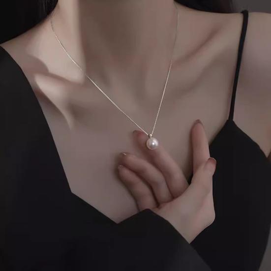 Women Necklace Faux Pearl Pendant Copper Snake Bone Chain Party Wedding Prom Clavicle Necklace Neck Jewelry