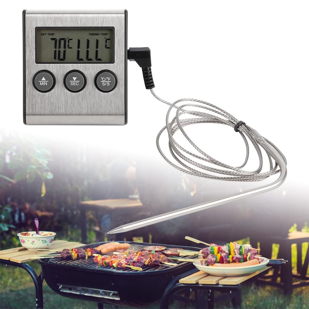 BBQ teplomer na mäso, jedlo, varenie, sonda, teplomer s časovačom, nástroj na meranie teploty