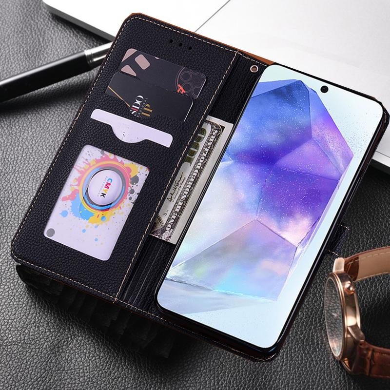 Texture Book Leather Wallet Flip Case For Samsung Galaxy A05S A15 A25 A55 A04S A14 A54 A53 S24 Xiaomi Redmi Note 12 iPhone 15 14 13 12 Pro Max Cover