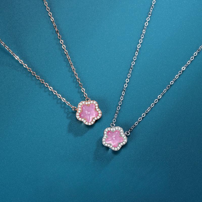 Kirschblüten-Halskette Damen Leichter Luxus Nische Koreanische Ausgabe ins Einfacher Koreanischer Rosa Kristall Damen-Accessoires