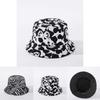 Bequemer Unisex-Fischerhut mit Schwarz-Weiß-Print und faltbarem Design zur einfachen Aufbewahrung