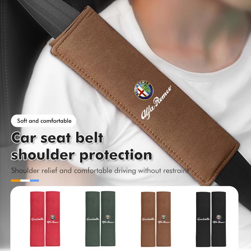 BQVLT1 Car Seat Belt Cover Adjustable Safety Belt Shoulder Padding Protection Pad For Alfa Romeo 159 Giulietta Giulia 147 Mito 156 159