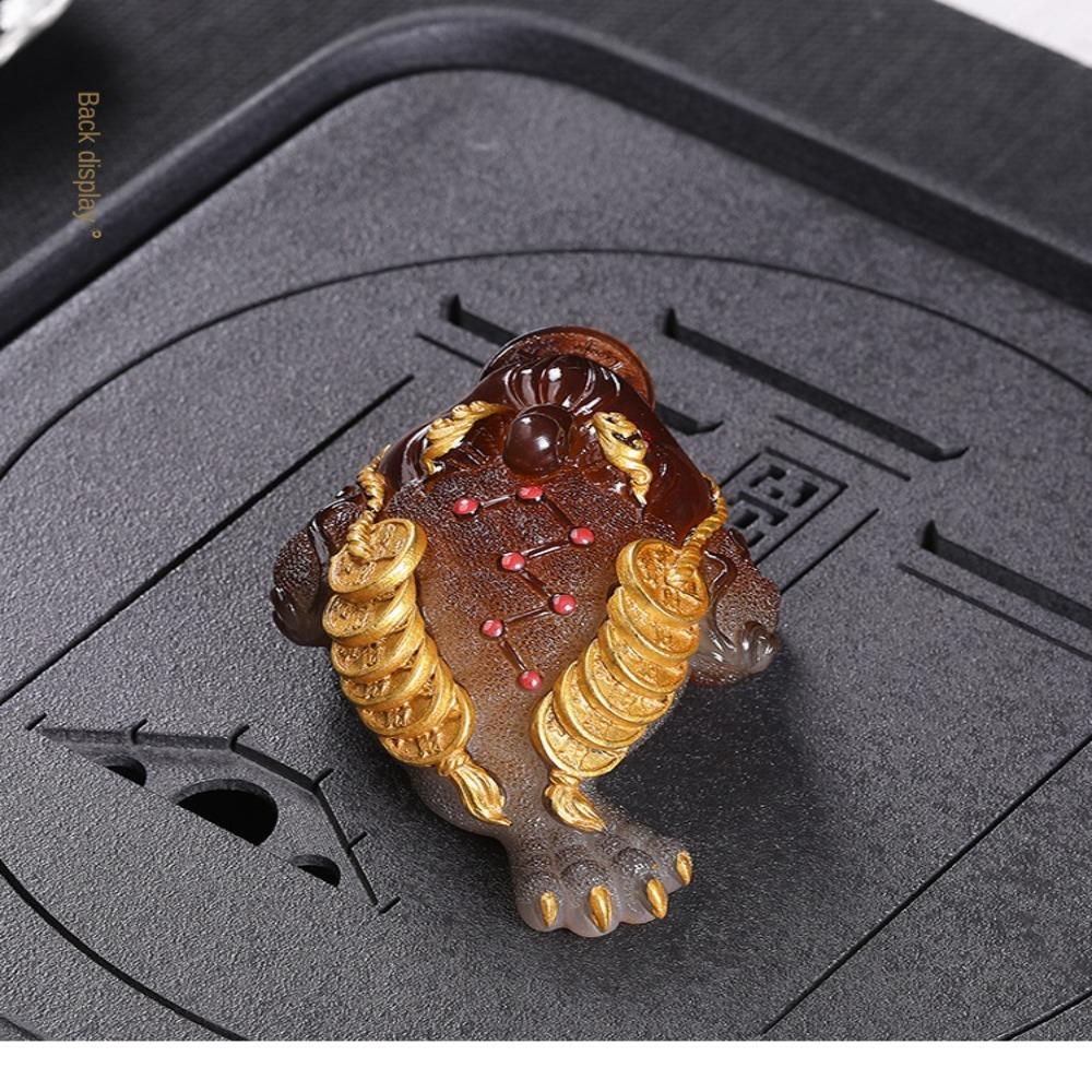 Resin Color Changing Tea Pet Gold Raise Golden Toad Cute Lucky Water Tea Pet  Tea Table Decoration