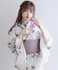 Yukata Set and in with a Variegated Weave Kokiku One Size Fits [KYOETSU] Women's 4-Piece (Yukata, Obi, Underwear, Geta) Off-White (Size AB, 7.