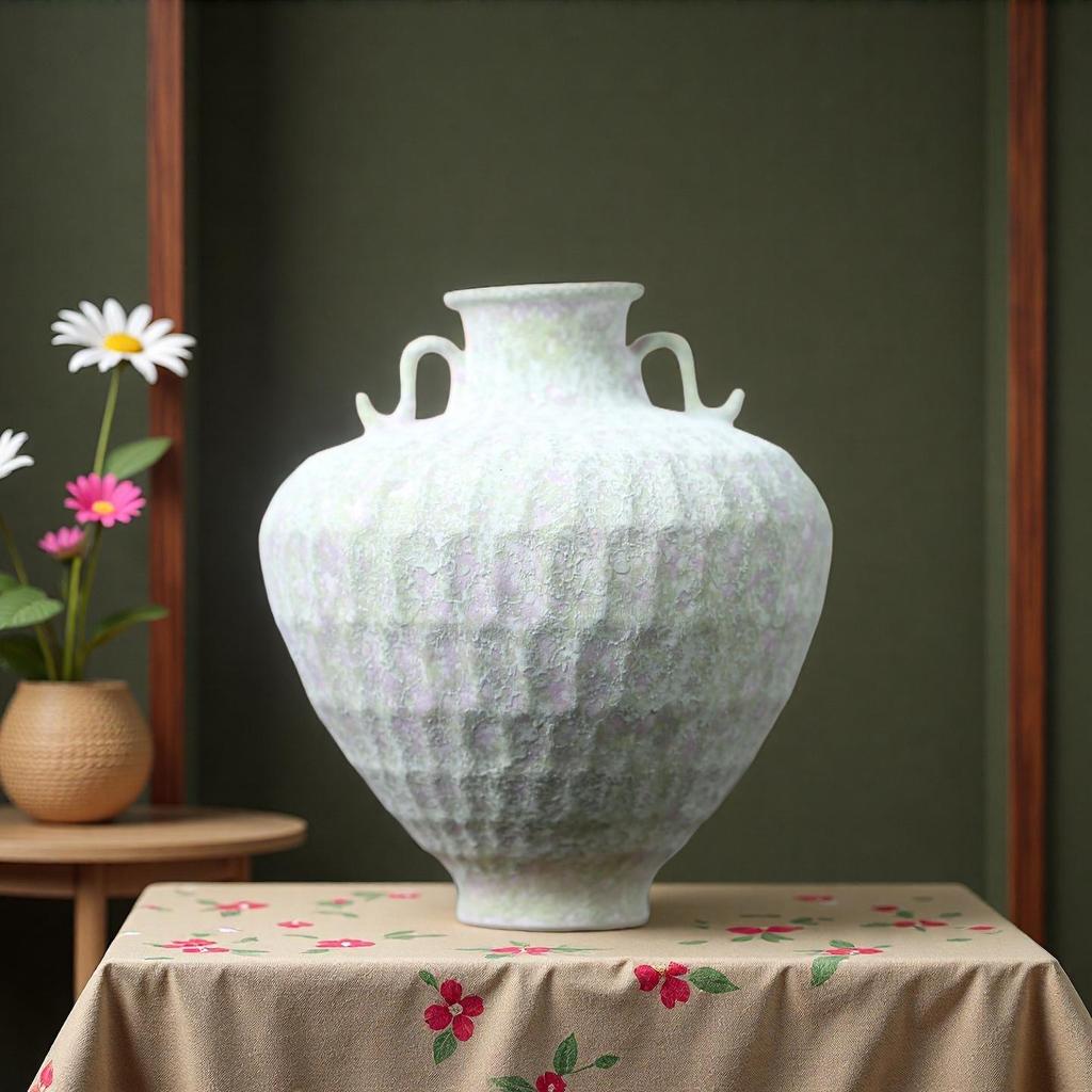 Großkalibrige Retro-Keramikvase für luxuriöse Wohnzimmerdekoration