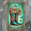 Vintage Cowboy Boots Metal Wall Art 8x12 Inch Rustic Home Decor Tin Sign