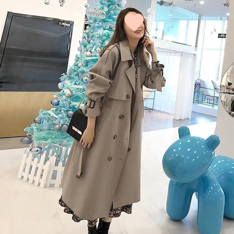 2025 Spring Drape Trench Coat: Women's Mid-Length, Over-the-Knee, British Style, Modern Goddess Elegance.